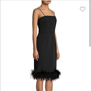 Milly Black Midi Dress with Feather Hem